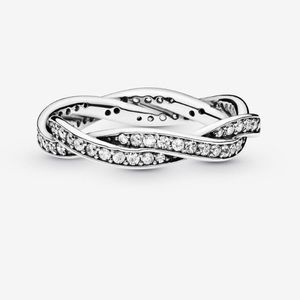 Pandora Sparkling Twisted Lines ring